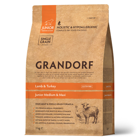 Grandorf Dog Lamb&Rice JUNIOR сухой корм для щенков (ягнёнок с индейкой) 3кг