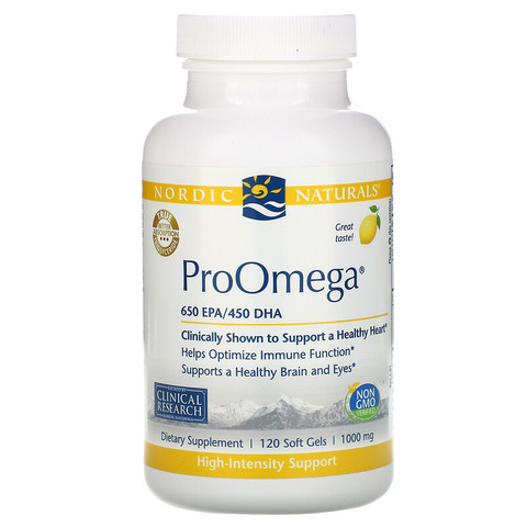 Nordic Naturals, ProOmega, лимон, 1000 мг, 120 мягких таблеток