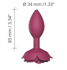 Сливовая анальная пробка с ограничителем-розой Open Rose Size M Butt Plug - 