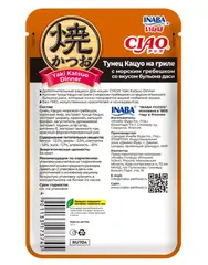 INABA Ciao консервы для кошек Тунец Кацуо на гриле с морским гребешком со вкусом бульона даси 50 гр