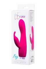 Розовый вибратор с клиторальным стимулятором L'EROINA - 17 см. - 
