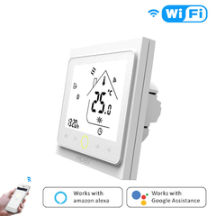Термостат WiFi Thermostat модели BHT-002-GBLWW (для электрического отопления пола, с подсветкой, белый)