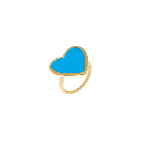 Blue Enamel Heart Ring