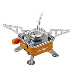73-0-022 Мини-плита туристическая газовая к цанговому баллону, с пьезоподжигом,  квадратная (РемоКолор)
