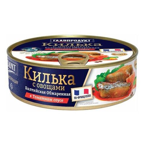 Килька Главпродукт обжаренная в т/с ж/б 230г ключ, шт