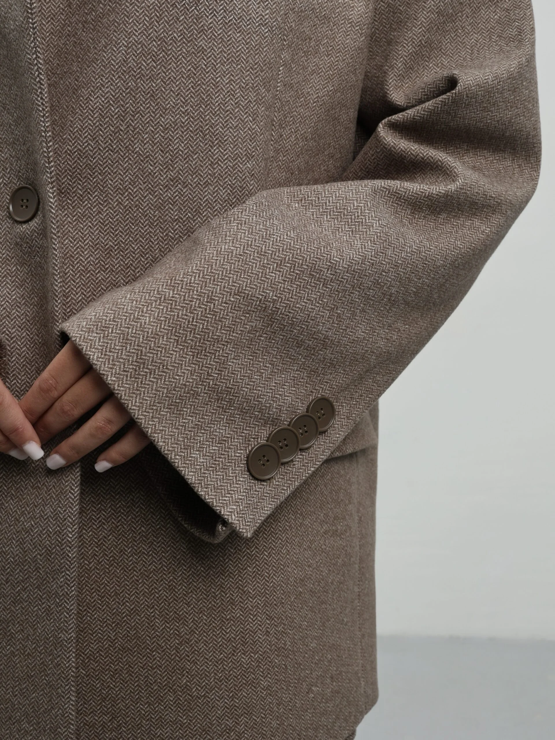 Пиджак оверсайз с объемными плечами, Коричневый