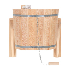 Русский душ на 16 л, липа, обливное устройство c пластиковой вставкой и наливным клапаном, с орнаментом 