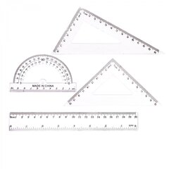 
          Набор чертежный Alingar, 20 см, пластиковый, 4 предмета, цвета ассорти, пакет ПВХ с европодвесом