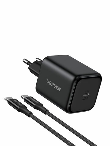 Сетевое зарядное устройство c кабелем UGREEN X524 (65054) 45W USB-C GaN Fast Charger With Cable EU. Цвет: черный