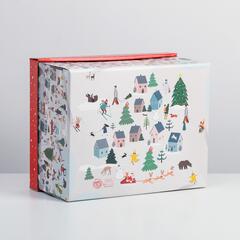 Коробка сборная одиночная Прямоугольник, «Новый год», 31*25*16 см