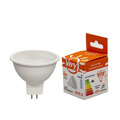 89-5-53-086 Лампа светодиодная JCDR 8Вт, 6500К, GU 5.3 Very