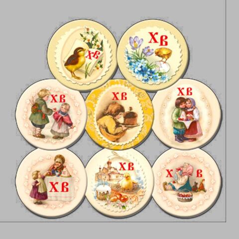 Картинки вафельные «Пасха ретро», микс, 6 шт