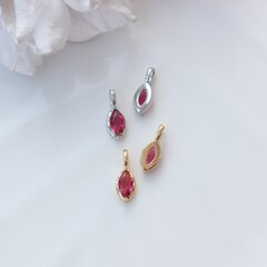 Подвеска Маркиз с малиновым фианитом, 14*5 мм, позолота, П399