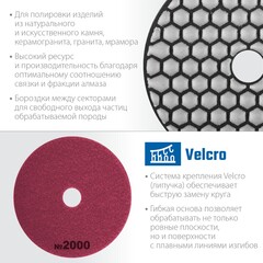 ЗУБР 100 мм, №2000, сухое шлифование, алмазный гибкий шлифовальный круг АГШК, Профессионал (29868-2000)