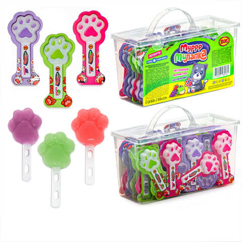 Желейный мармелад на палочке Муррмилапка ассорти 1кор*12бл*50шт, 13гр