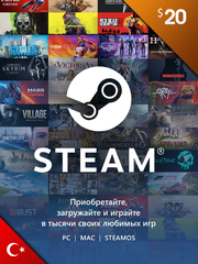 Карта оплаты Steam 20 USD Turkey [Цифровая версия] (для ПК, цифровой код доступа)