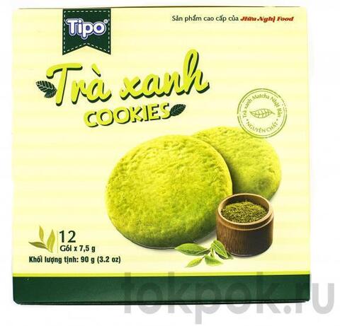 Печенье с зеленым чаем матча Tipo Matcha cookies, 90 гр