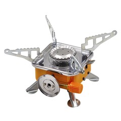 73-0-022 Мини-плита туристическая газовая к цанговому баллону, с пьезоподжигом,  квадратная (РемоКолор)