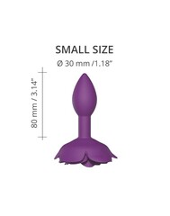 Фиолетовая анальная пробка с ограничителем-розой Open Rose Size S Butt Plug - 