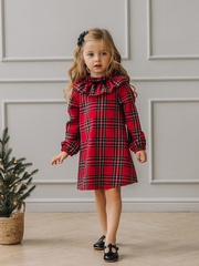 Платье в клетку с бантиком, Красный