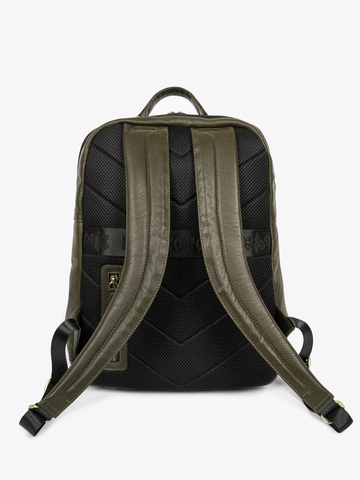 Кожаный рюкзак цвета зелёного хаки