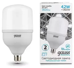 Лампа Gauss LED Elementary T120 42W E27 3600lm 4000K 63224