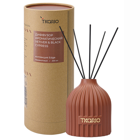 Диффузор ароматический 200мл Tkano Edge Vetiver & Black Cypress терракотовый