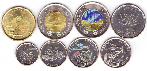 Набор "150 лет Конфедерации". 8 монет. 2017 год. Канада