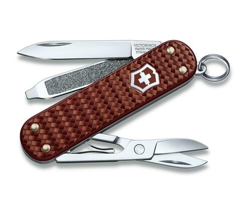 Нож-брелок Victorinox Classic Precious Alox, Hazel Brown (0.6221.4011G) с алюминиевыми накладками рукояти, 5 функций, 58 мм. в сложенном виде, цвет коричневый | Wenger-Victorinox.Ru