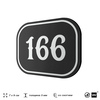 Номерок на дверь квартиры 166, для кабинета, офиса, шильдик 9 х 7 см, черный, Айдентика Технолоджи