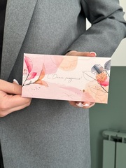 Конверт для денег  "С Днём рождения!" Розовый фон