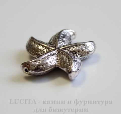 Бусина металлическая "Морская звезда" 22х5 мм (цвет - античное серебро) ()