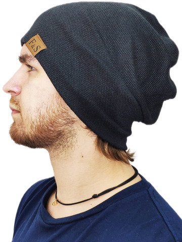 Картинка шапка-бини Skully Wear Loose Knitted Hat black - 2