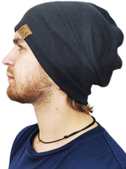 Шапка длинная с подкладкой Skully Loose Knitted Hat black - 2