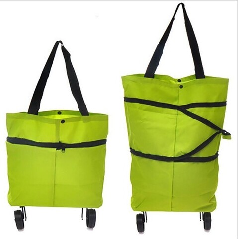 Складная сумка на колесиках, цвет зеленый