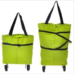 Складная сумка на колесиках, цвет зеленый