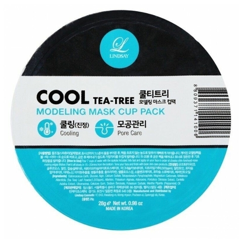 LINDSAY МАСКА АЛЬГИНАТНАЯ ДЛЯ ЛИЦА С МАСЛОМ ЧАЙНОГО ДЕРЕВА COOL TEA-TREE MODELING MASK CUP PACK, 28 ML