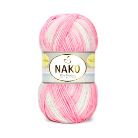 Пряжа Nako Elit Baby Mini Batik 32454 бел-розовый (уп.5 мотков)