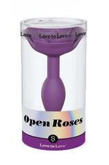 Фиолетовая анальная пробка с ограничителем-розой Open Rose Size S Butt Plug - 