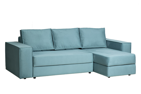 Диван трехместный раскладной угловой правый Garda Decor BERGAMO-3MR-1K-БИРЮЗОВЫЙ-Vel43
