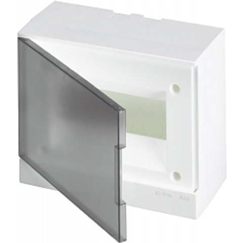 Бокс на стену Basic E 8-модулей прозрачная дверь. Цвет Белый. (с клеммами) 230mm*180mm*102mm IP40. ABB. 1SZR004002A2203