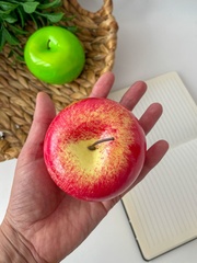 Яблоко зеленое, розовое, бордовое, реалистичное, 8,5 см, муляж, пенопласт, цвет микс, набор 3 шт.