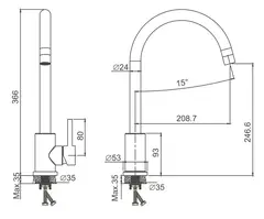 Смеситель для кухни BELZ B70809 нержавеющая сталь, хром