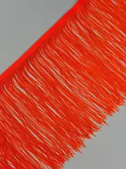 Тесьма текстиль бахрома, 15 см, оранжевый неон