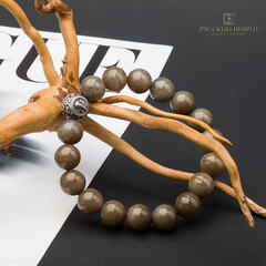 Браслет с Православной бусиной. Табачный нефрит. 12мм.