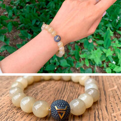 Браслет Велес. Медовый нефрит. Д 10мм.