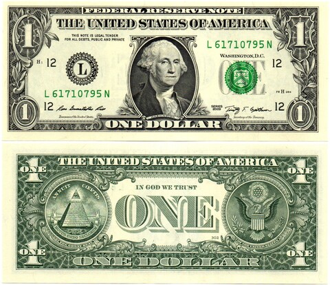 Банкнота США 1 доллар 2009 год - L 61710795 N (Калифорния). AUNC
