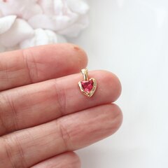 Подвеска Сердце с красным фианитом, 12*8 мм, позолота, П303