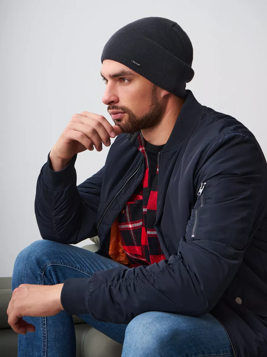 Шапка зимняя на флисе бини вязаная осень