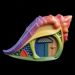 Силиконовый молд № 416 Домик ракушка № 2 ( серия домики для гномов и фей)